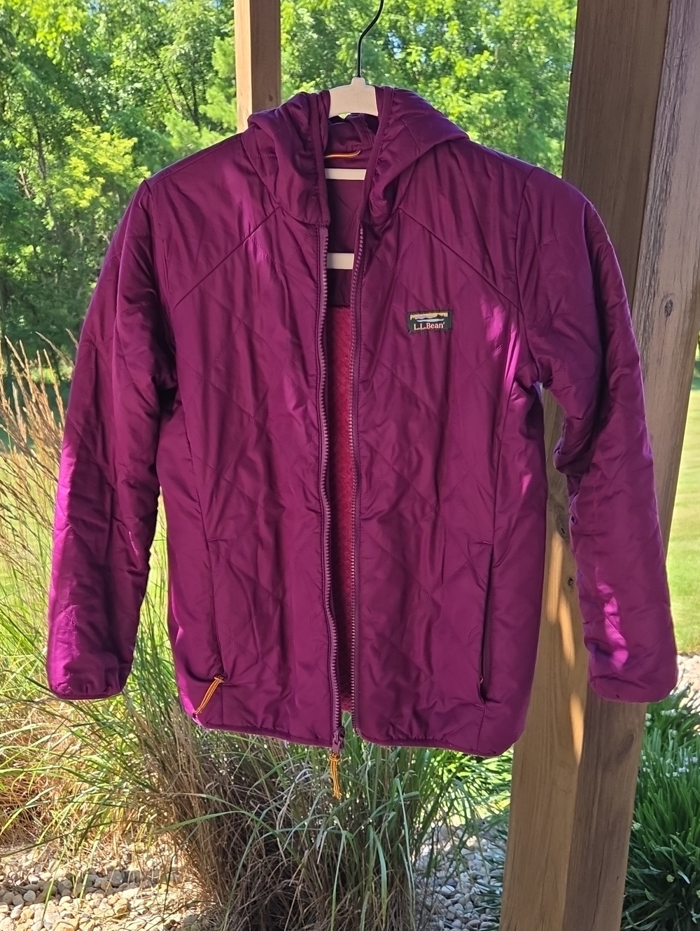 L.L. Bean Kids Reversible Hooded Puffer Jacket - Magenta